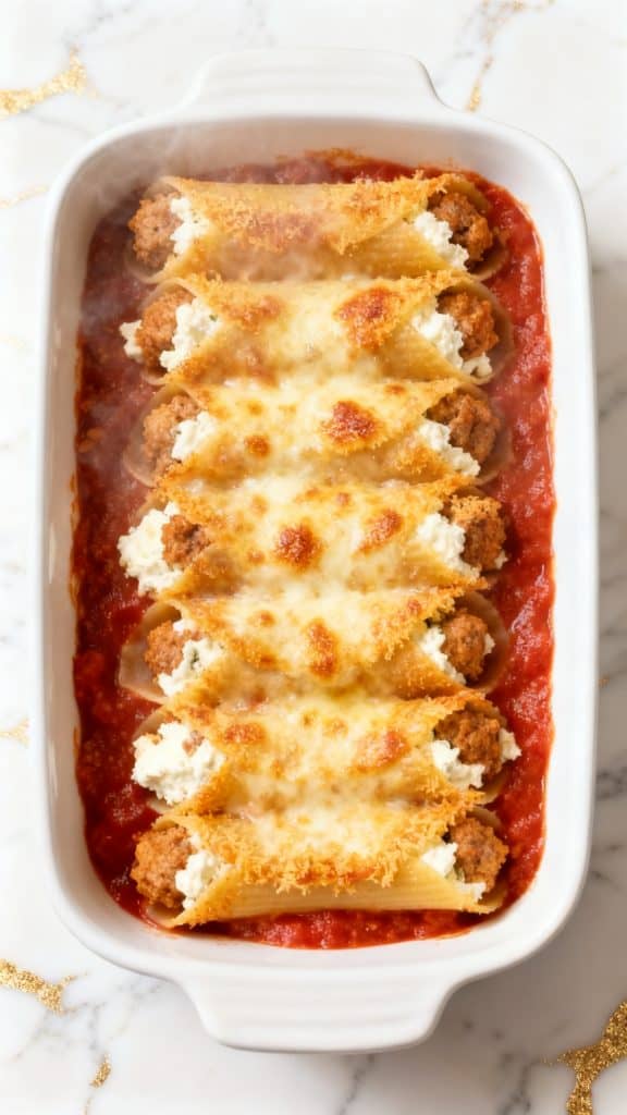 Italian Sausage & Cheese Baked Manicotti