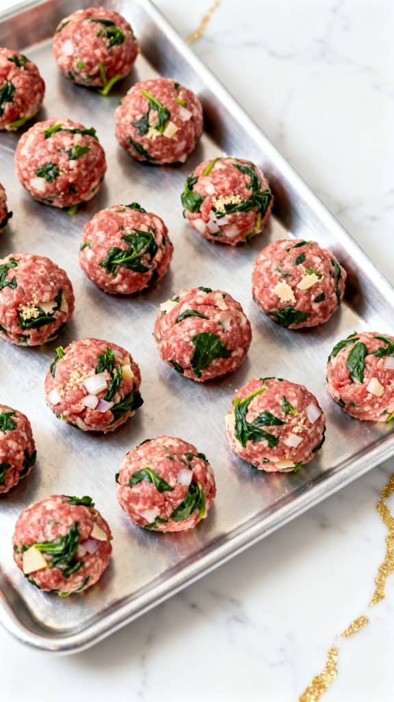 Easy Spinach & Garlic Meatballs Recipe