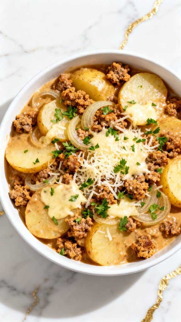 Creamy Ground Sausage and Potato Skillet