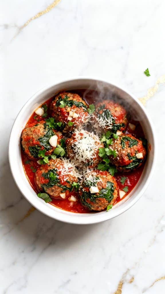 Easy Spinach & Garlic Meatballs Recipe