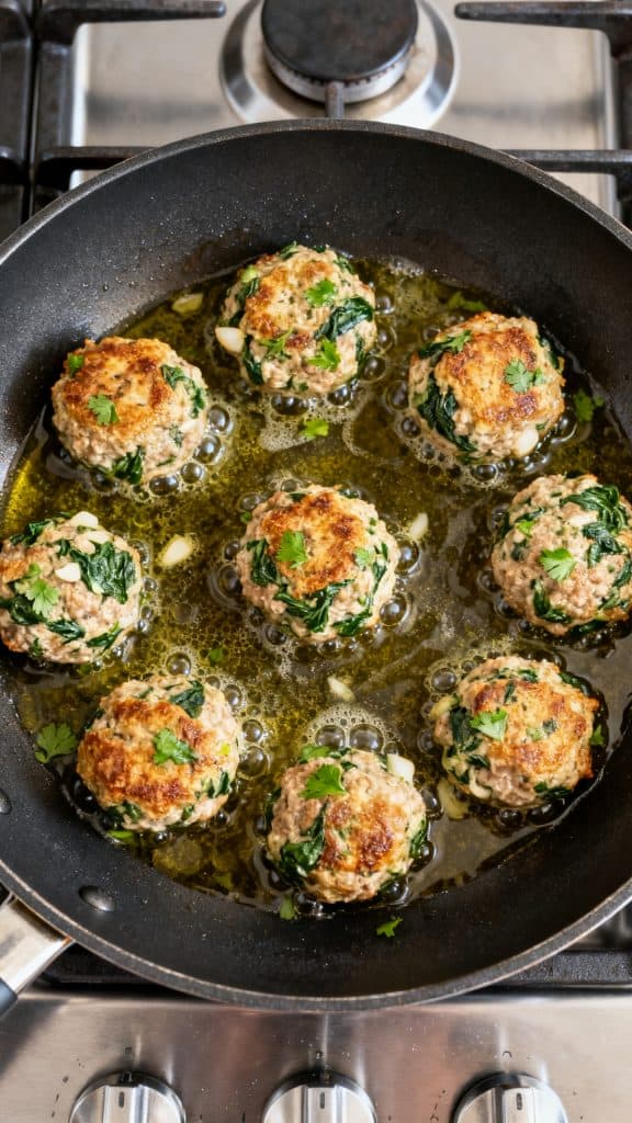 Easy Spinach & Garlic Meatballs Recipe