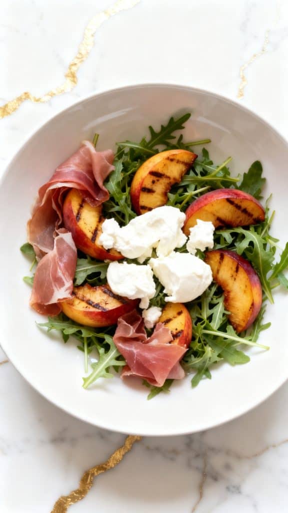 Grilled Nectarine Burrata Prosciutto Salad