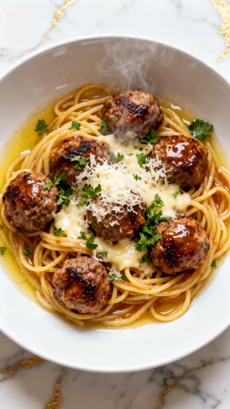 Garlic Butter Meatball Pasta