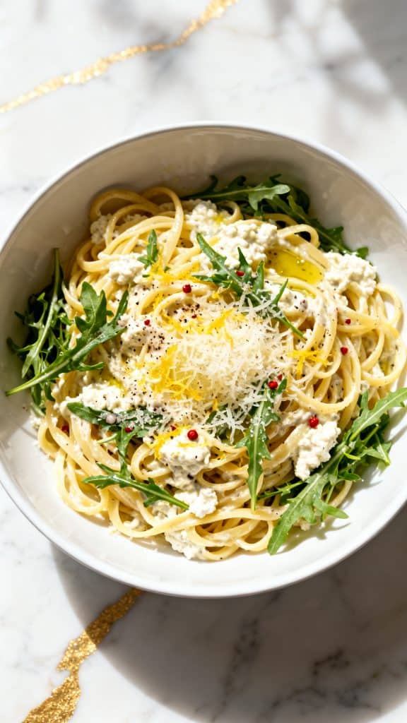 Lemon Ricotta Pasta With Arugula
