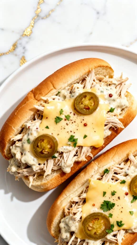 Slow Cooker Creamy Italian Chicken Sandwiches