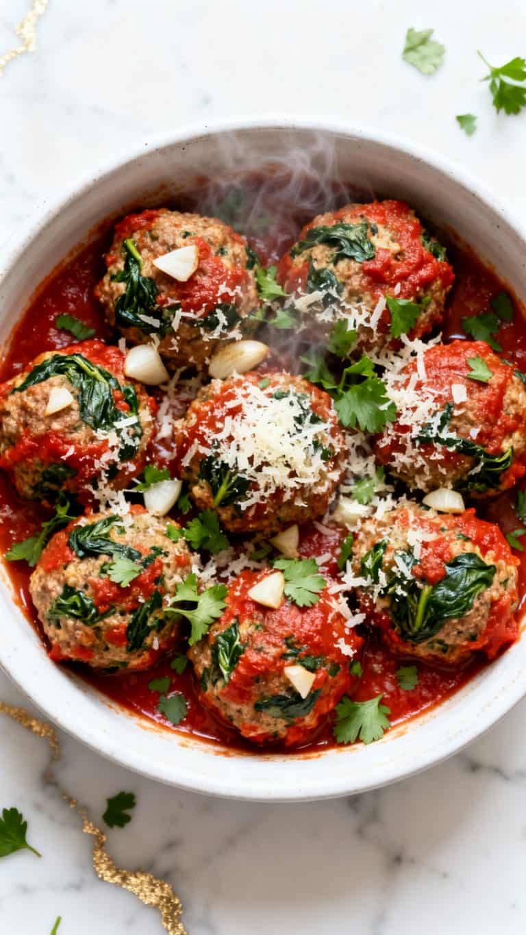 Easy Spinach & Garlic Meatballs Recipe