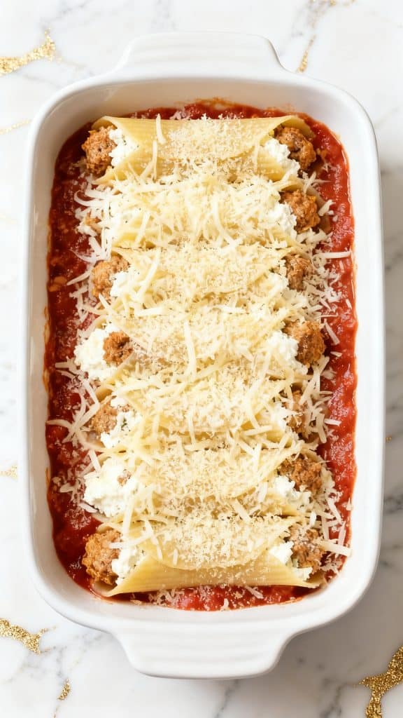 Italian Sausage & Cheese Baked Manicotti
