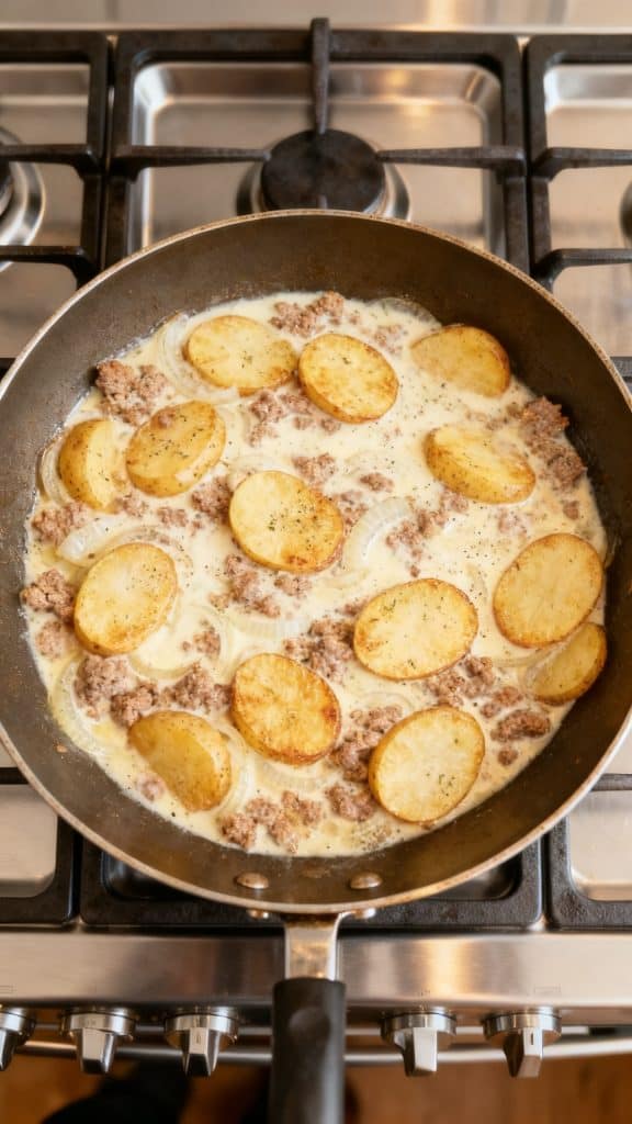 Creamy Ground Sausage and Potato Skillet