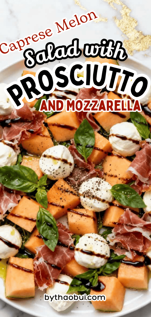 When it&rsquo;s too hot to cook but you still want something fresh and satisfying, this kind of meal always saves the day. Caprese Melon Salad with Prosciutto and Mozzarella combines a Summer Melon Salad with fresh basil, mozzarella, and prosciutto for a light and flavorful bite. 📌 Save this for your next BBQ, picnic salad, or easy summer lunch idea.