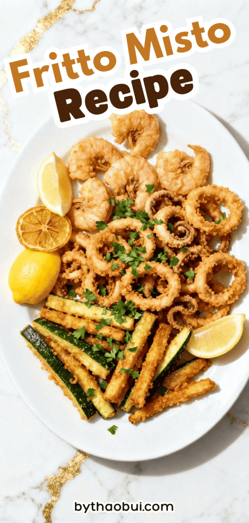  Ever crave that amazing seafood platter from your favorite Italian restaurant but don&rsquo;t want to leave the house? This Fritto Misto Recipe combines fried seafood, fresh fish, baby squid, and crispy shrimp into one classic Italian dish that&rsquo;s light, crunchy, and full of flavor. Save this pin for your next Italian seafood night and enjoy an easy seafood recipe everyone will love.