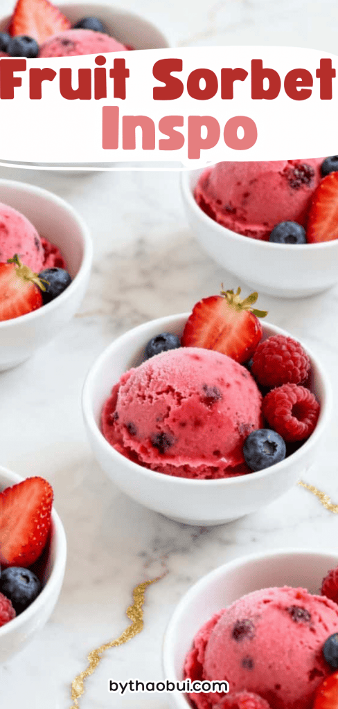 🍧 Sometimes you want something cold and sweet but don&rsquo;t feel like making a complicated dessert after a long day. Fruit Sorbet Inspo is packed with Easy Fruit Sorbet and Homemade Sorbet ideas using fresh fruit for a light and refreshing treat. 💕 Save this pin for your next Fruit Sorbet Recipes craving and keep these sorbet flavors handy.
