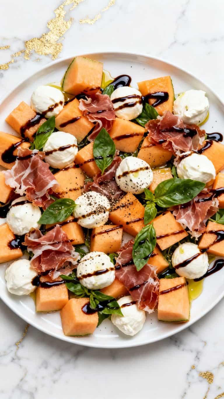 Caprese Melon Salad with Prosciutto and Mozzarella