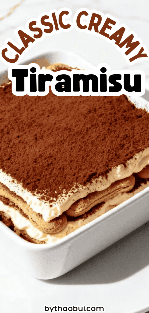 Whenever I want a dessert that feels impressive without turning on the oven, this is always my first choice. Classic Creamy Tiramisu is an authentic tiramisu recipe made with mascarpone and ladyfingers for a rich Italian layered dessert that's smooth and full of coffee flavor. Save this pin for the next time you're craving a classic Italian dessert everyone will love. 🤎