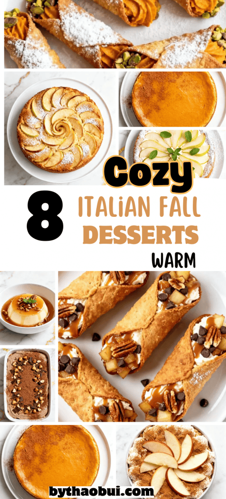 When the weather turns cool, I always start craving something warm and comforting after dinner. 🍂 Cozy Italian Fall Desserts bring together Pumpkin Inspired Desserts, Italian Fall Dessert flavors, and Fall Flavors Desserts for a sweet seasonal treat everyone will love. Save this for your next baking day and enjoy a little taste of autumn with family. 🧡