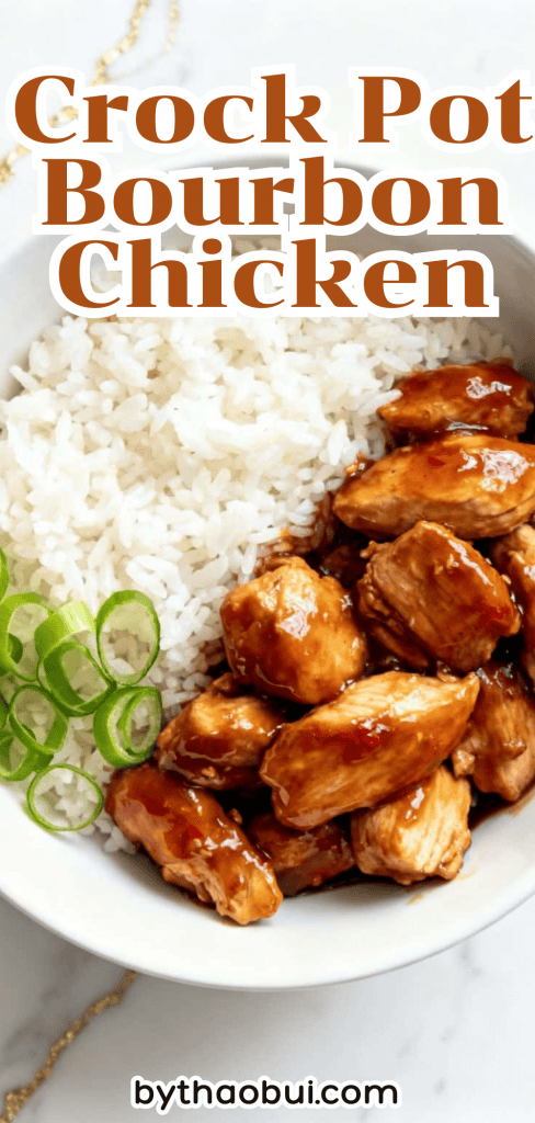 Some nights call for tender chicken that can cook away while you get everything else done. 🍗 Crock Pot Bourbon Chicken is an Easy Slow Cooker Dinner with a sweet and savory sauce, making it a tasty pick when you want Chicken Crockpot Recipes Easy enough for a busy night. Save this pin for your next cozy crockpot chicken dinner! 📌