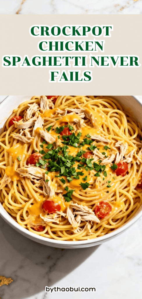 When you want creamy pasta but don&rsquo;t feel like making a complicated dinner, this one makes the evening so much easier. Crockpot Chicken Spaghetti Never Fails is a Creamy Crockpot Chicken Spaghetti Recipe with tender chicken, pasta, and plenty of cheesy goodness, making it perfect for Crockpot Chicken Recipes With Pasta. 🍝 Save this Chicken Pasta In Crockpot idea for an easy comfort food night! 📌