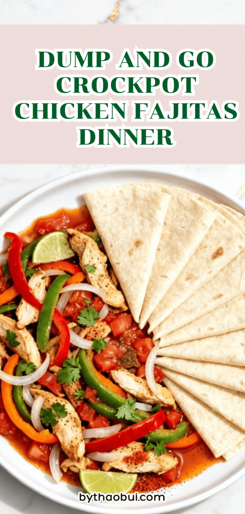 When the day gets hectic, it helps to have dinner cooking without constant attention. Dump and Go Crockpot Chicken Fajitas Dinner is one of those easy dump and go crockpot meals filled with tender chicken, peppers, onions, and bold seasoning. Save this simple weeknight dinner solution for your busiest days. 📌