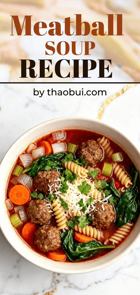 When you need something warm and filling without making dinner complicated, this cozy bowl hits the spot. This Meatball Soup Recipe combines savory meatballs, vegetables, pasta, and rich tomato broth for an easy homemade soup. Save this comforting soup dinner for the next chilly night! 🍲
