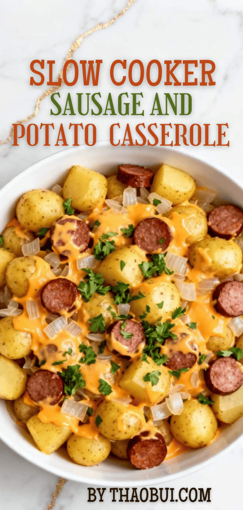 When you are craving cheesy potatoes but do not want another complicated dinner, this cozy meal makes life easier. Slow Cooker Sausage and Potato Casserole combines tender baby potatoes, smoky sausage, and melted cheese in one of the most comforting slow cooker potato recipes. Save this crockpot potato casserole for a warm and filling family dinner.