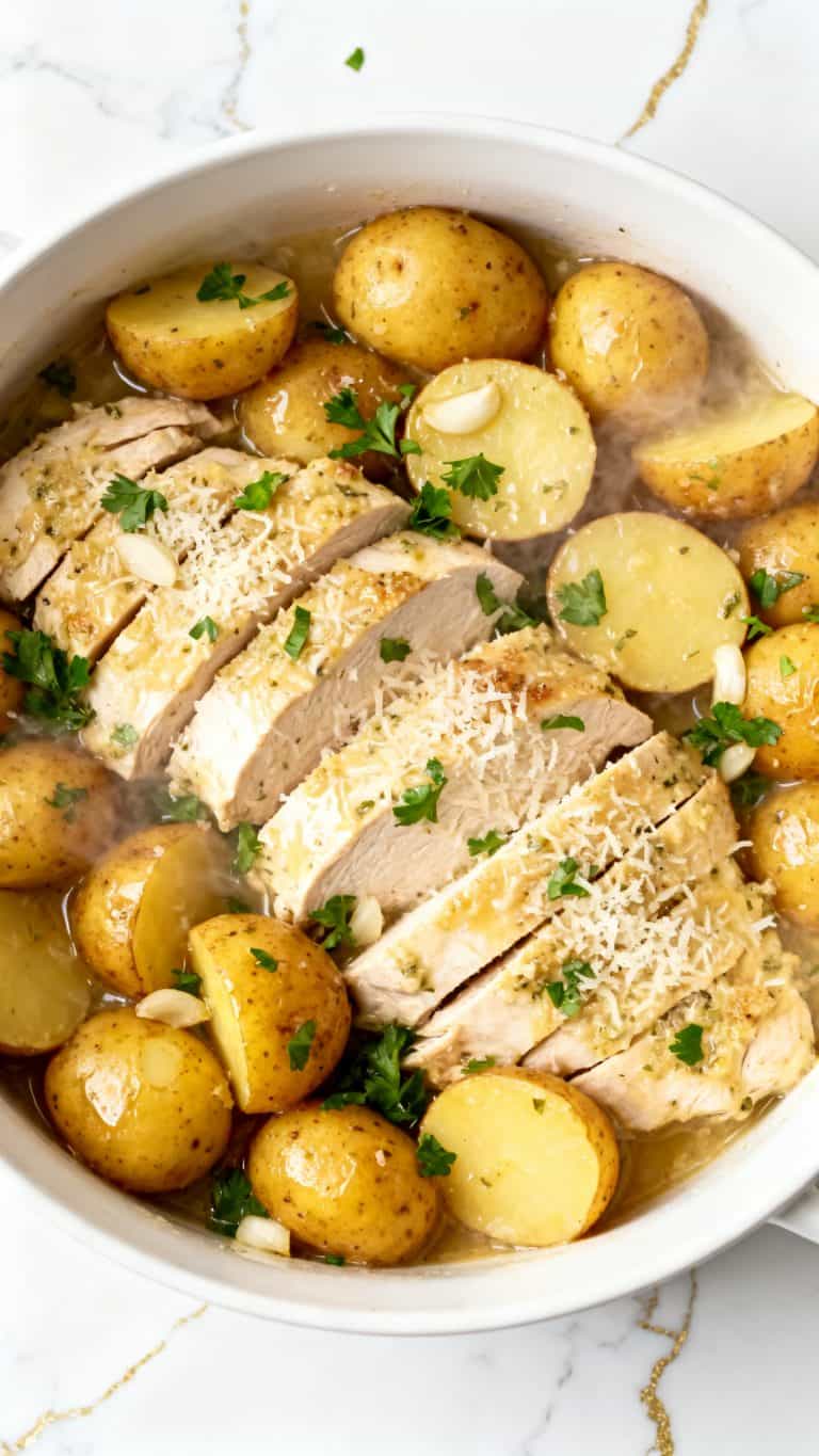 Crockpot Garlic Parmesan Chicken and Potatoes