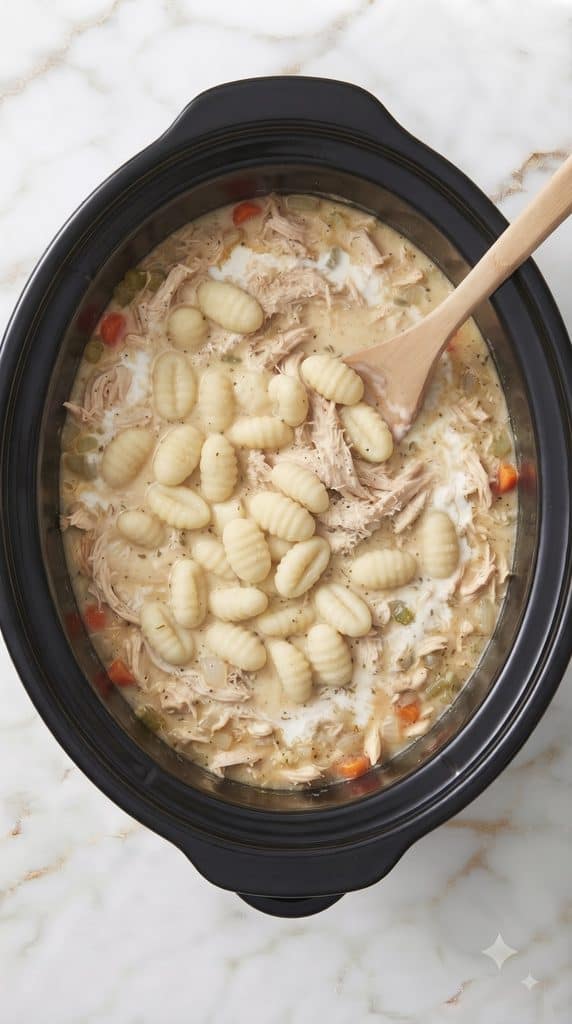 Slow Cooker Creamy Chicken Bacon Gnocchi Soup