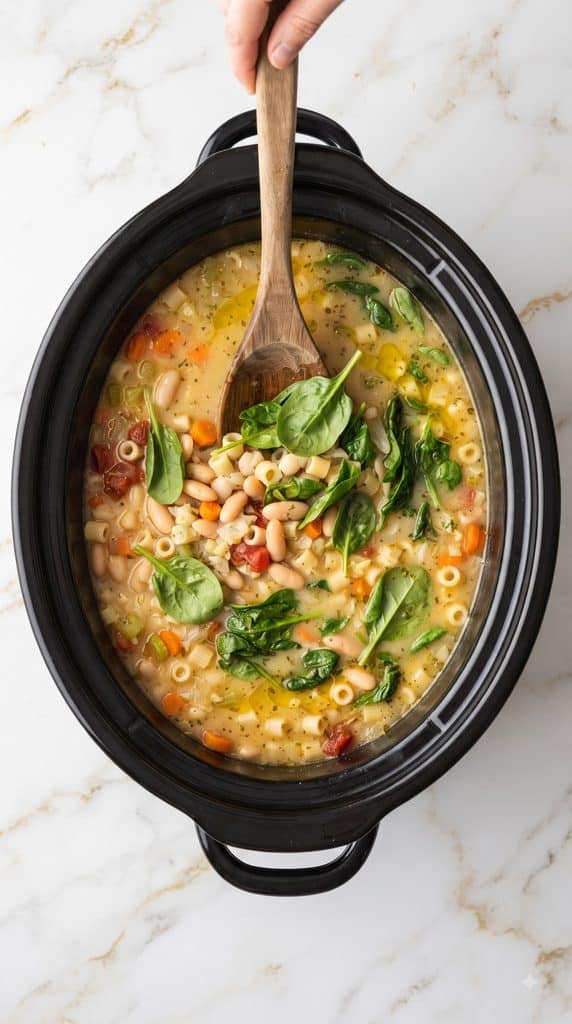 Slow Cooker Tuscan White Bean Soup With Ditalini