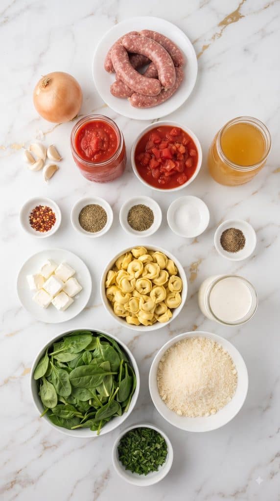 Slow Cooker Creamy Sausage Tortellini Soup