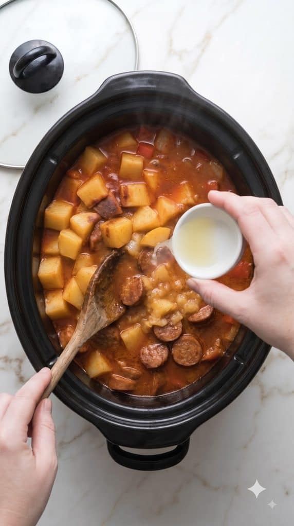 Slow Cooker Spanish Potato Soup with Chorizo