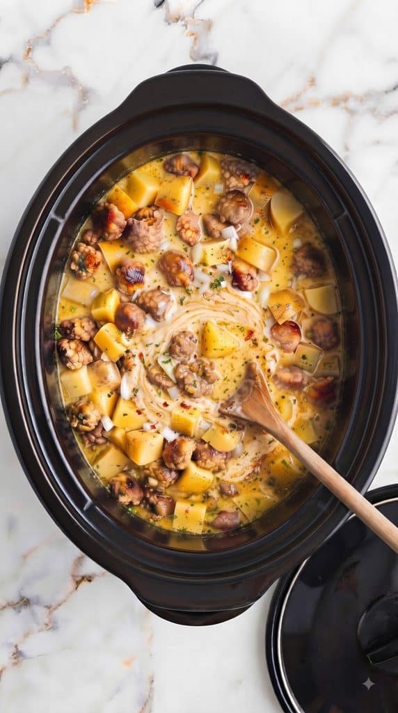 Slow Cooker Tuscan Sausage and Potato Soup