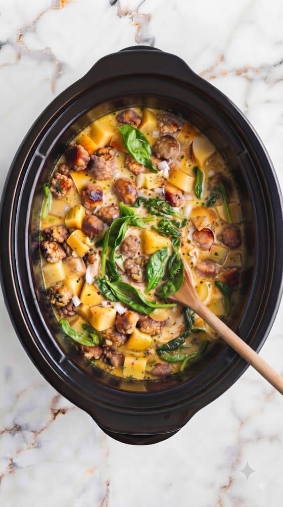 Slow Cooker Tuscan Sausage and Potato Soup