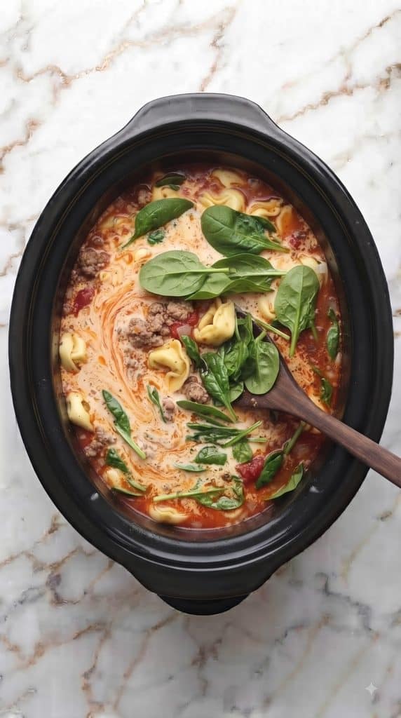 Crockpot Tortellini Soup with Sausage