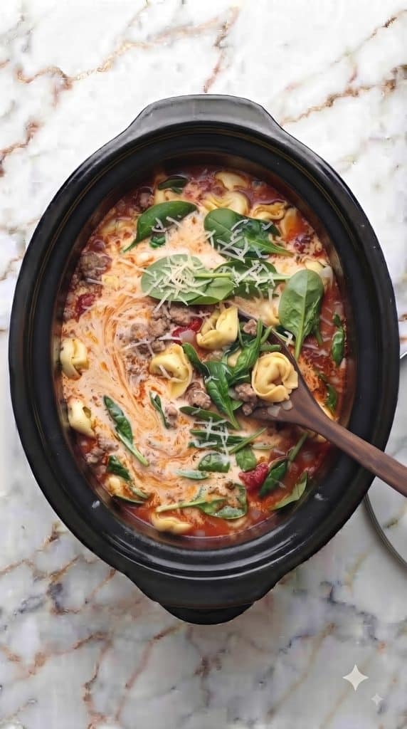 Crockpot Tortellini Soup with Sausage